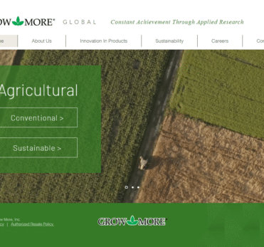 Grow More agriculture and specialty chemicals website homepage