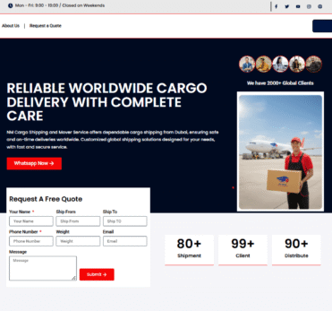 NM Cargo Dubai international shipping and logistics website homepage