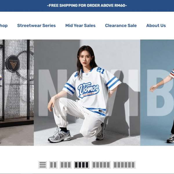 Vomos Asia fashion e-commerce website homepage