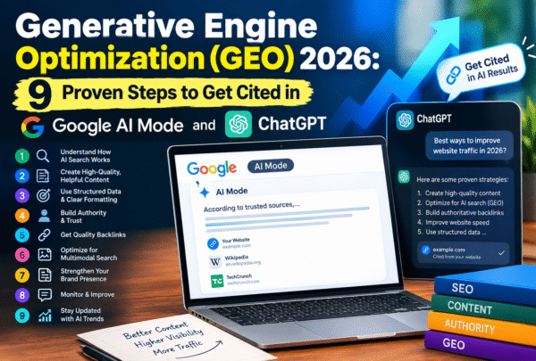 Generative Engine Optimization (GEO) 9 Steps Generative Engine Optimization (GEO) 9 steps to get cited in Google AI Mode and ChatGPT
